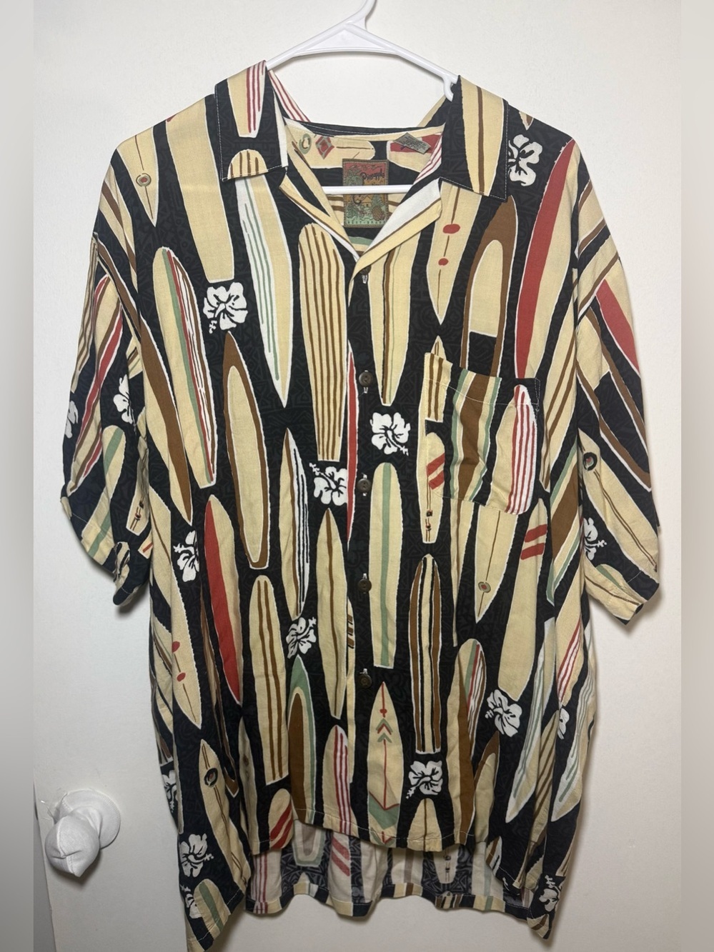 Pineapple Connection Vintage Hawaiian Aloha Tropical Shirt Surf Boards Size L